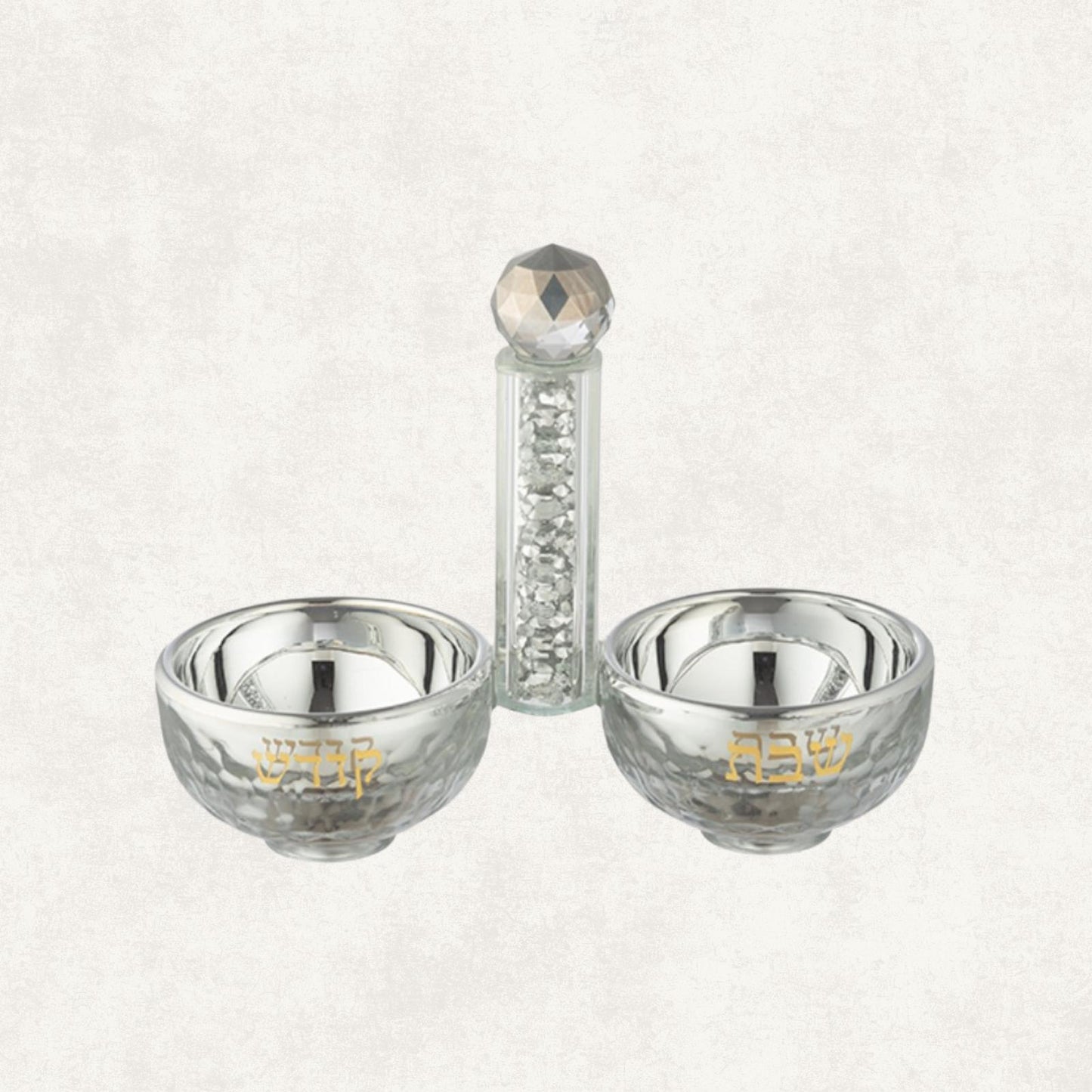 Crystal Shabbat Set – Candlesticks, Kiddush Cup & Salt Dish