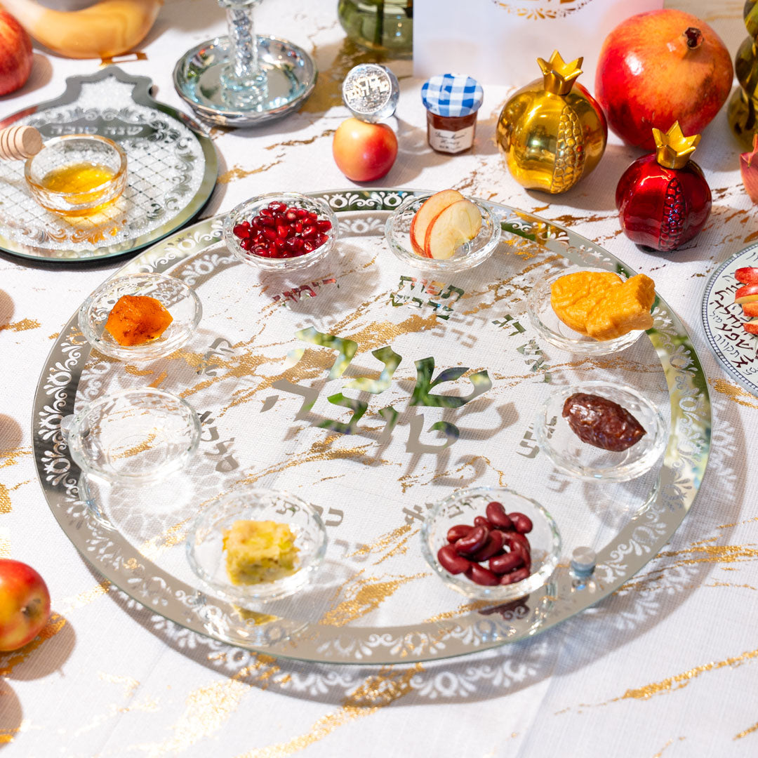 Rosh Hashanah Seder Plate - Silver