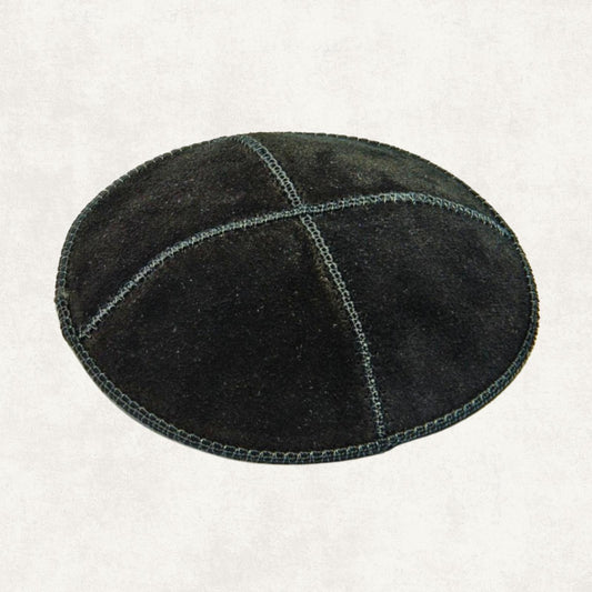 Classic Black Suede Kippah set of 6