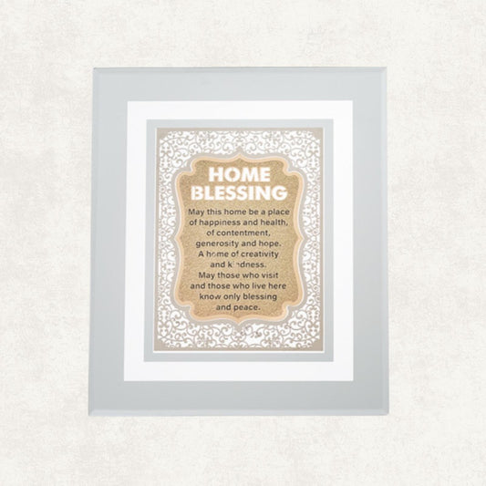 Home Blessing Wall Art in English – Gold & Silver Frame