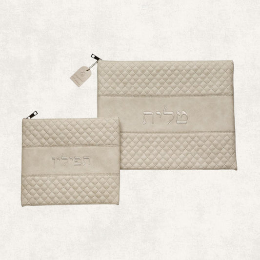 Tallit and Tefillin Bag Set – Leather Finish No Handles
