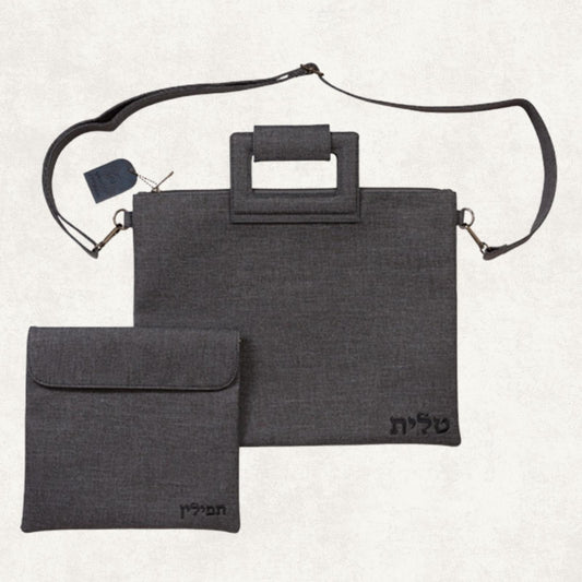 Talit & Tefillin Bag Set – Charcoal Gray With Handles